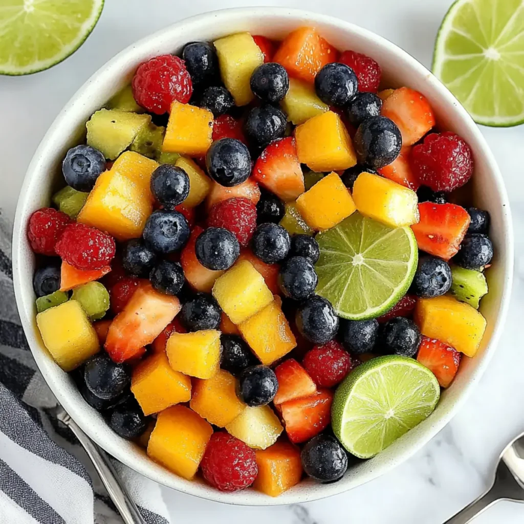 Delicious Rainbow Fruit Salad Twist with Zesty Lime Dressing
