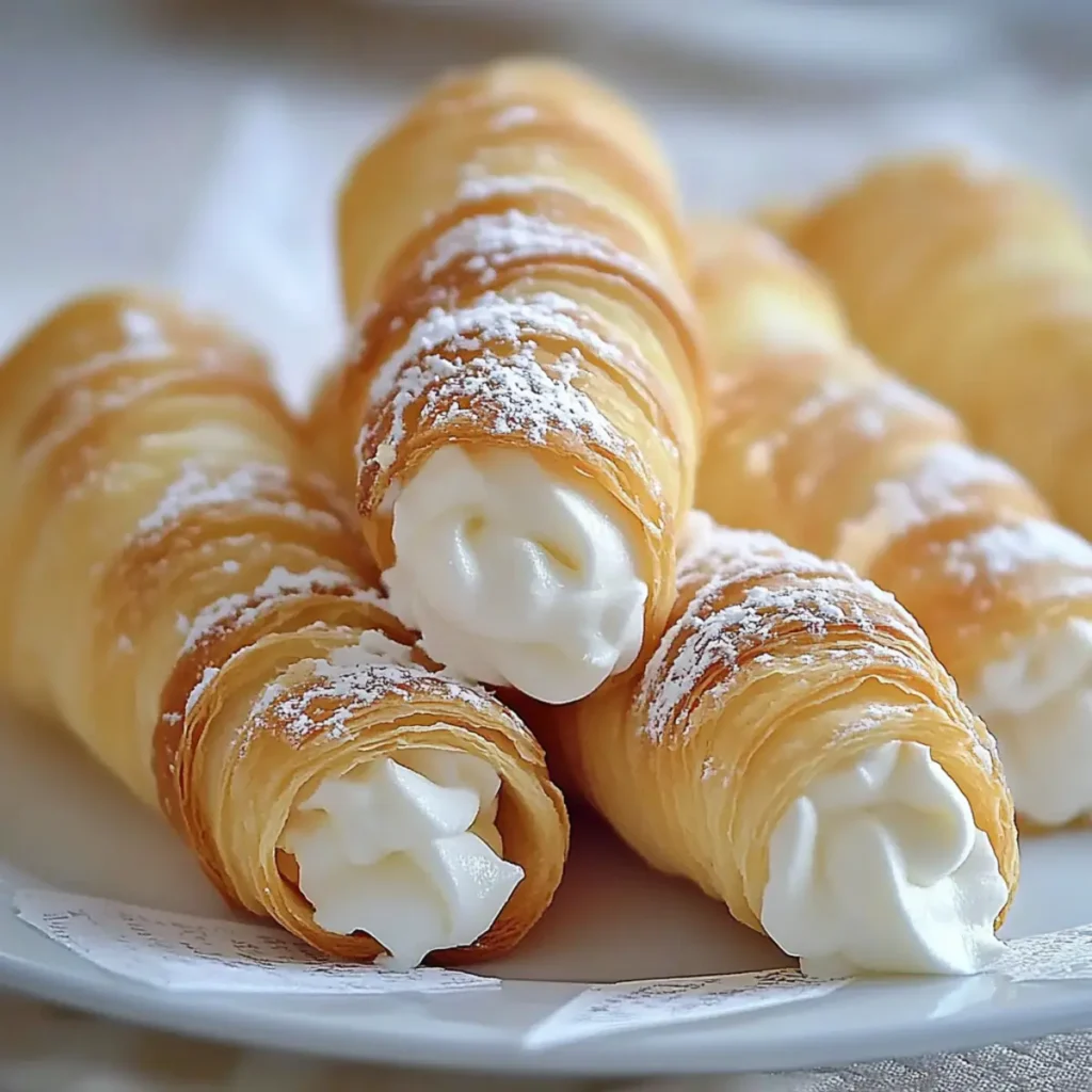 Delicious Sweet Cream Horn Pastries: Italian Cream Filled Cannoncini