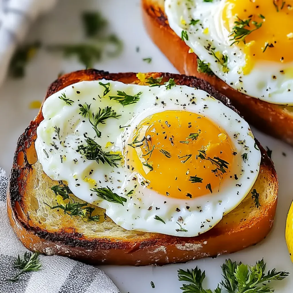 Smashed Egg Toasts with Herby Lemon Yogurt